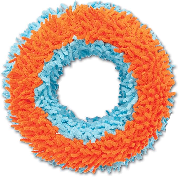 Chuckit! Indoor Fetch Roller Dog Toy - Soft Pet Toy for Dogs - Made with Durable, Lightweight, Plush Chenille Fabric - Great Alternative to Balls - 7.5-inch Diameter - Orange and Blue