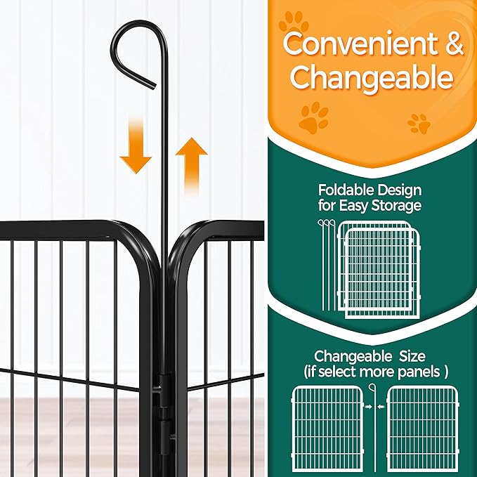 Yaheetech Dog Playpen Outdoor, 32 inch 4 Panels Dog Pen Indoor Heavy Duty Puppy Exercise Pen Metal Pet Fence for RV Camping/Yard/Garden