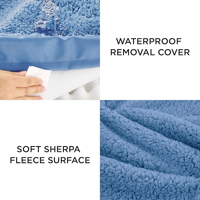 Bedsure XL Dog Bed for Large Dogs - Orthopedic Waterproof Dog Beds with Removable Washable Cover, Egg Foam Pet Bed Mat, Blue Wave