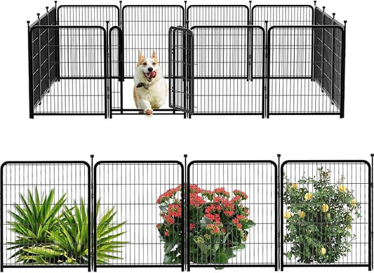 Tall Garden Fence, 36 in(H) 10 Panels Dog Fence Outdoor for Yard, Metal Dog Pen Heavy Duty Pet Puppy Exercise Pen for Rv Camping Garden Yard, Medium/Large Pets Fence Total 22.1 Ft(L)