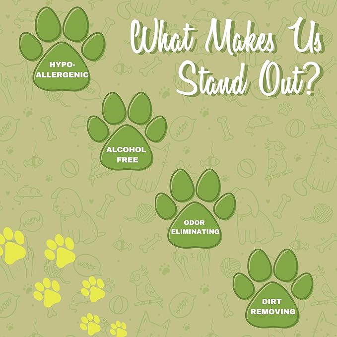 FurryFriends Pet Wipes | Lemon Scented | Hypo-allergenic | Alcohol Free| Deodorizing | Removes Loose Hair & Dirt | Incredibly Clean | 4 Pack