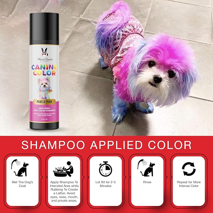 Canine Color Semi Perm Coat Color Shampoo for Dogs by Warren London | A Longer Lasting Option to Dog Hair Dye Temporary Coloring | Wash-in Pet Safe Dye for Dogs, Horses, Rabbits! Fire Red