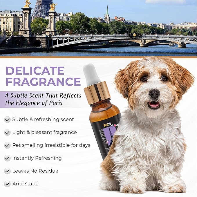 Petex Premium Pet Fragrance Oil | Ultra Premium Natural Pet Care with Dead Sea Minerals | Dog Perfume Fragrance Oil Long Lasting Scent | Natural Pet Cologne - Suitable for Dogs and Cats (Paris)
