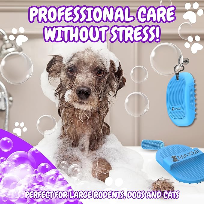 Dog Bath Brush | Dog Scrubber for Bath | Dog Washing Brush | Dog shampoo brush with adjustable handle, Suitable for Pets Deshedding, Washing, Massaging & Grooming | Pack of two.