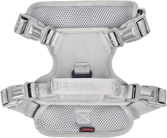 Puppia Jarek Dog Harness H Comfortable Sturdy Handle Adjustable Neck and Chest for Small and Medium Dogs - Grey - XL