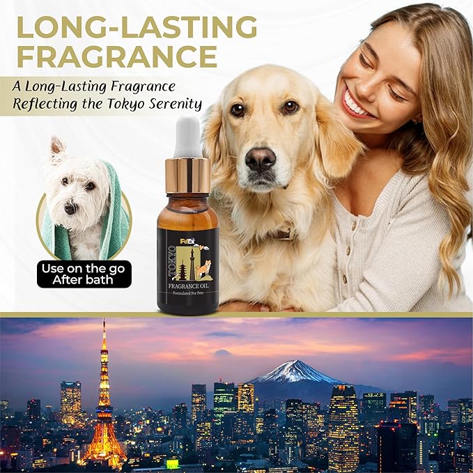 Petex Premium Pet Fragrance Oil | Ultra Premium Natural Pet Care with Dead Sea Minerals | Dog Perfume Fragrance Oil Long Lasting Scent | Natural Pet Cologne - Suitable for Dogs and Cats (Tokyo)