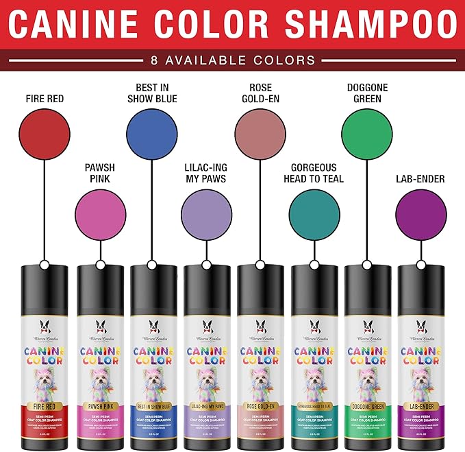 Canine Color Semi Perm Coat Color Shampoo for Dogs by Warren London | A Longer Lasting Option to Dog Hair Dye Temporary Coloring | Wash-in Pet Safe Dye for Dogs, Horses, Rabbits! Fire Red