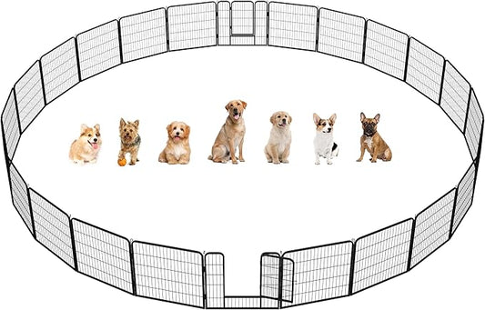 Yaheetech Dog Playpen Outdoor, 32 inch 24 Panels Dog Pen Indoor Heavy Duty Puppy Exercise Pen Metal Pet Fence for RV Camping/Yard/Garden