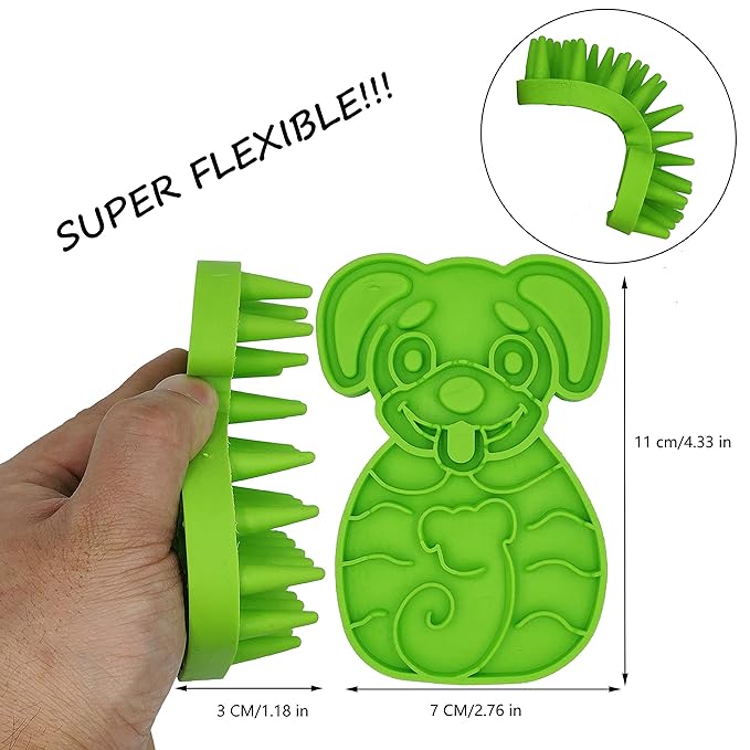 KIRTI Groom Brush,Massag Brush for Dogs, Cats, Small Animals and Pets with Short Hair Grooming Bathing Massaging and Deshedding Silicone Brush,Soft Rubber Bristles Green