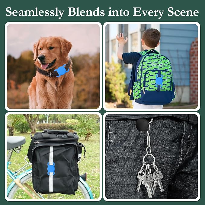 Dog Tracker with Collar Holder, Smart Pet Tracker, MFi Certificated Tracking Device, Waterproof Bluetooth, No Monthly Fee, Works with Find My, Not GPS Tracker (iOS Only) (Sky Blue, M)
