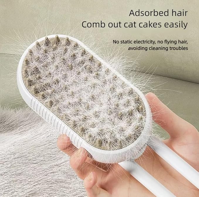 Pet Grooming Brush for Dogs, Soft Silicone Bristles, Ergonomic Handle, White and Orange