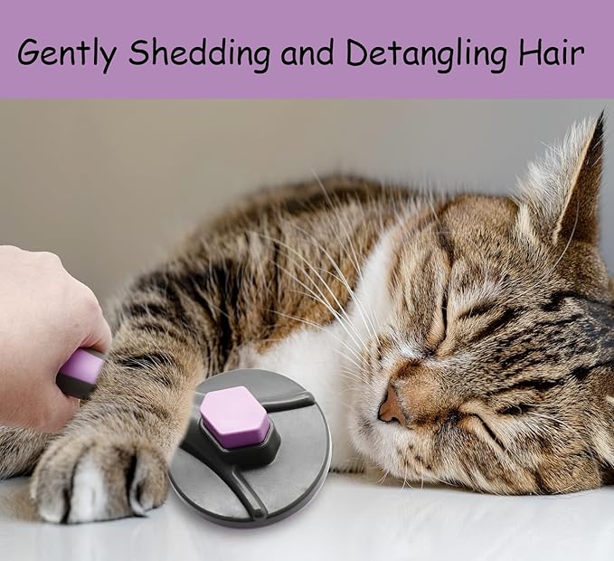 Self Cleaning Slicker Brush Pet Grooming Brush Tool Upgraded Cat Deshedding Brush Dog Shedding Brush Removes Loose Undercoat, Mats, Tangled Hair(Purple)
