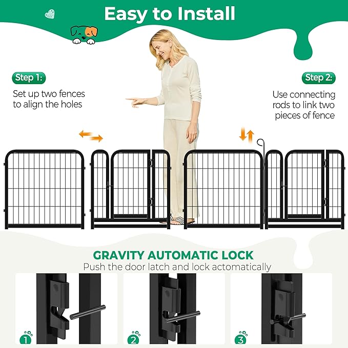Yaheetech Dog Playpen Outdoor 24 inch 12 Panels Indoor Dog Fence Metal Dog Pen Heavy Duty Pet Puppy Exercise Pen for RV Camping Garden Yard