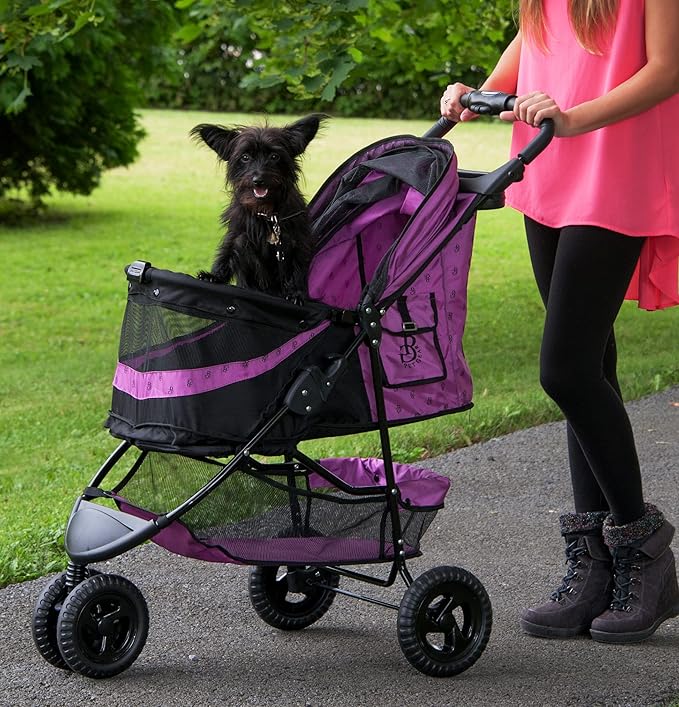Pet Gear No-Zip Special Edition 3 Wheel Pet Stroller for Cats/Dogs, Zipperless Entry, Easy One-Hand Fold, Removable Liner, Cup Holder, 4 Colors