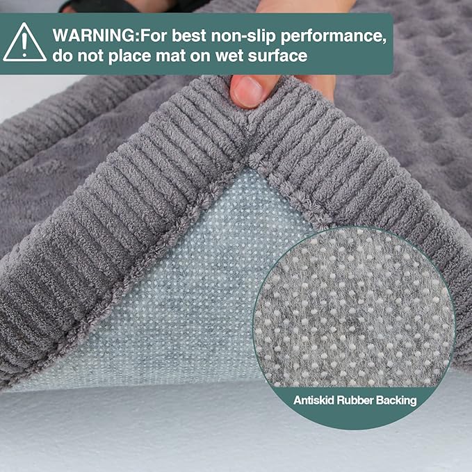 Gray Dog Crate Pad 48x30 inch Memory Foam Large Dog Kennel Bed Soft Flannel Washable Anti Slip Puppy Sleeping Mat,Grey