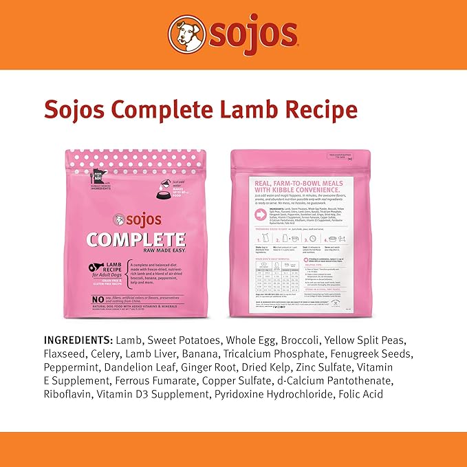 Sojos Complete Lamb Recipe Dehydrated Dog Food, 7 lb