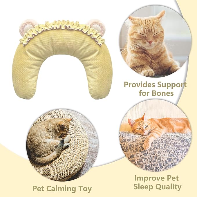 Pet Pillow for Dogs, Dog Calming Pillow, Cat Pillow, Soft Dog Neck Pillow, U-Shaped Pillow for Cat and Dog, Machine Washable Pet, Improve Pet Sleeping