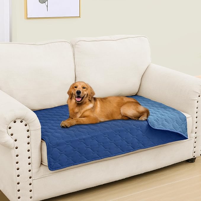 Smiry Waterproof Dog Blanket, Soft Dog Bed Cover Pet Blanket, Reversible Couch Cover for Dogs Washable, Pet Couch Covers for Sofa Furniture Protector for Puppy Cat (30x53 Inch, Navy/Blue)