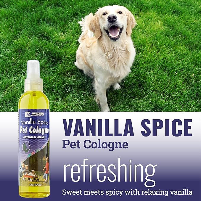 Kenic Vanilla Pet Cologne, Long-Lasting Dog Deodorizing Spray for Freshness & Shine, pH-Balanced, Odor-Neutralizing & Conditioning, Safe for Pets & Their Belongings, Made in the USA