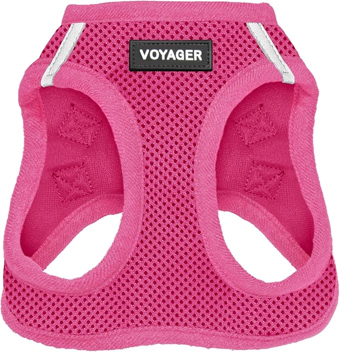 Voyager Step-in Air Dog Harness - All Weather Mesh, Reflective, No Pull Harness for Small, Medium Dogs, Cats - Secure with Hook & Loop Fastener, Buckle, Double D-Rings - Fuchsia, XL
