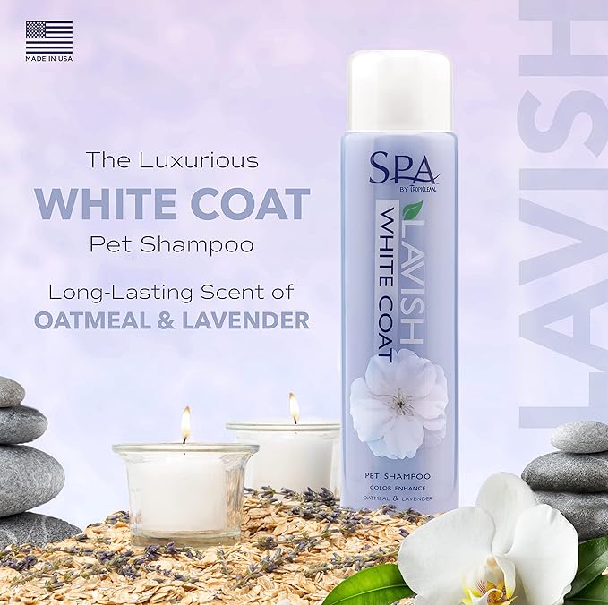 TropiClean SPA Lavish Dog Shampoo | Dog Whitening Shampoo For White Coats & All Other Coat Types | Naturally Derived Salon Grade Ingredients | Made in the USA | 16oz