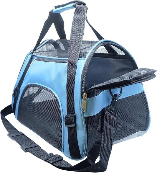 Cat Carrier,Soft-Sided Pet Travel Carrier for Cats,Dogs Puppy Comfort Portable Foldable Pet Bag Airline Approved (Medium-Blue)