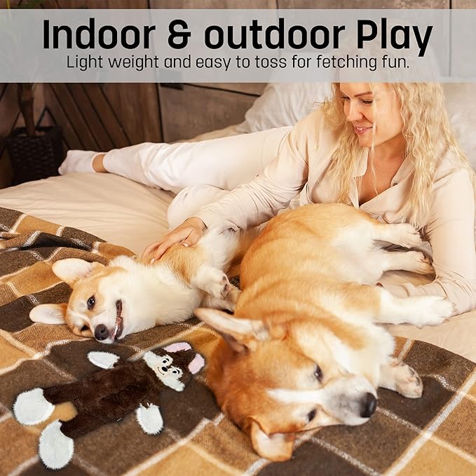 FGA MARKETPLACE Frog-Fox Flat NO Stuffing NO Squeak Plush Dog Toy, Funny Style Will Entertain Your Dog for Hours, Recommended for Small and Medium Dog 21 INCH Long