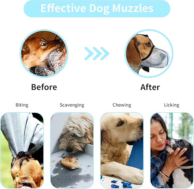 Dog Muzzle, Breathable Soft Muzzle for Extra Small Dogs to Anti & Prevent Barking Biting Chewing, Reflective & Adjustable Basket Muzzle with Air Mesh for Dachshund Blue XS