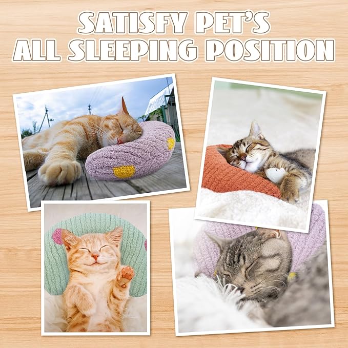T'CHAQUE Cat Pillow, Dog Neck Pillow Anxiety Relief, Comfort Cat Pillows for Indoor Cats, Ultra Soft Dog Calming Pillow Bed, Half Donut Cuddler Sleeping Improve Pillow Pet for Upper Spine Support