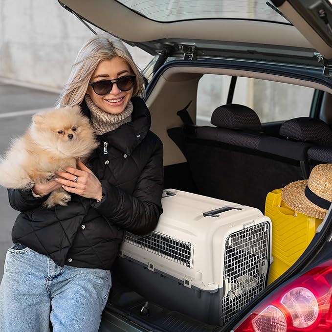 Plastic Kennels, Plastic Dog Crate, Airline Approved Pet Carrier for Dogs and Cats Longer Traveling, XL