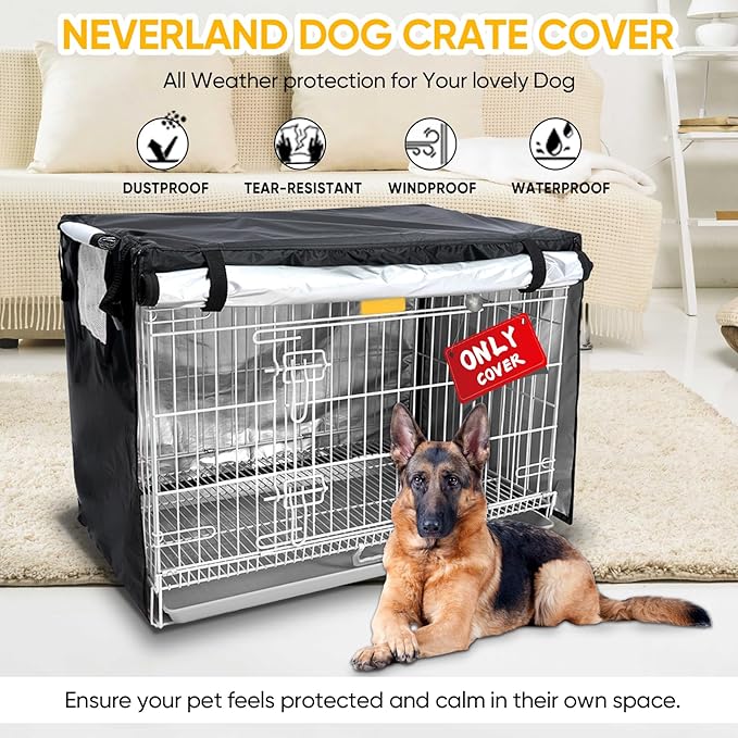 NEVERLAND Dog Crate Cover 42 Inch - Kennel Crate Covers for Dog Cage Waterproof, Universal Durable Oxford Cloth Dog Cage Cover for Most Wire Pet Crates, 42 x 28 x 30 Inch (Cover Only)