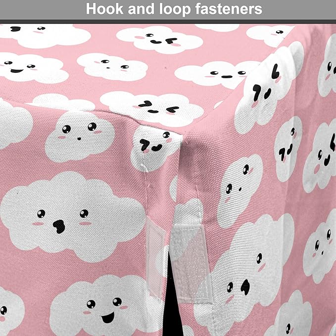 Ambesonne Cloud Dog Crate Cover, Continuous Fluffy Cumulus Blush Tones Sky Cartoon, Easy to Use Pet Kennel Cover for Cats & Medium Dogs, 30 Inch, Pink Charcoal