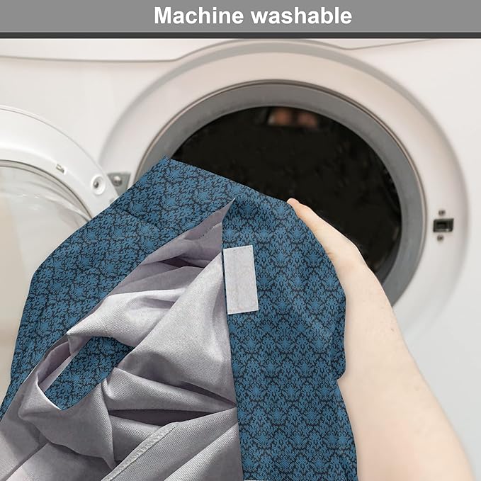 Lunarable Damask Blue Dog Crate Cover, Repetition with Rococo Inspired Royal Style Ornamental Pattern, Easy to Use Pet Kennel Cover for Medium Large Dogs, 48 Inch, Dark Grey and Turquoise