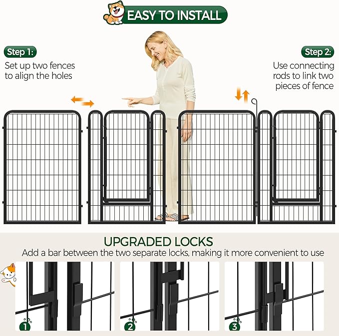 Yaheetech Dog Playpen Outdoor, 40 inch 8 Panels Dog Pen Indoor Heavy Duty Puppy Exercise Pen Metal Pet Fence for RV Camping/Yard/Garden