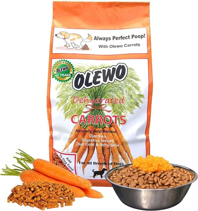 Olewo Original Carrots for Dogs – Fiber for Dogs Keep Poop Firm, Digestive Dog Food Topper, Skin & Coat Support, Dehydrated Whole Food Dog Multivitamin, Gut Health for Dogs, 2.2 lbs