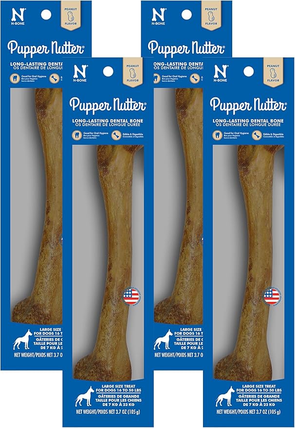N-Bone Pupper Nutter Peanut Butter for Pets, Large 7 Inch (Pack of 4)