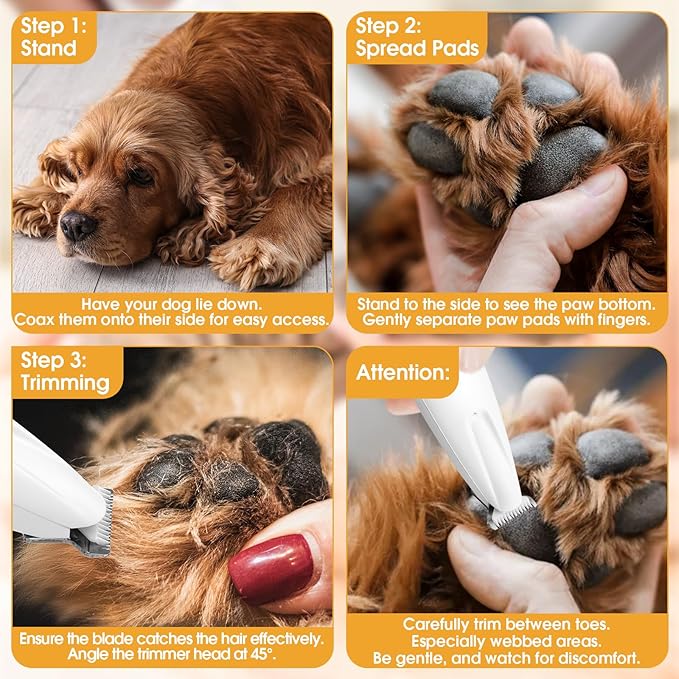 Palksky Dog Paw Trimmer, Upgraded 18mm-Blade Electric Dog Clippers for Groomming with Led Display, Waterproof Pet Micro Precision Trimmer, Rechargeable Hair Shaver for Paws, Ears, Face, Rump and Eyes