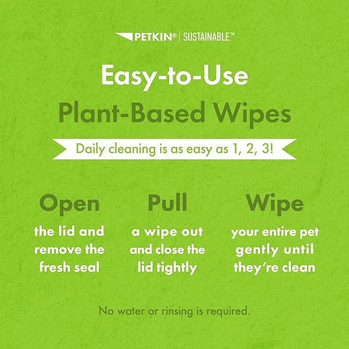 Petkin Plant-Based Eyewipes, 80 Wipes - Biobased & Sustainable Pet Eye Wipes for Dogs & Cats - Cleans Eye Area, Dirt & Tear Stains - Consciously Cleans & Conditions - Easy to Use - Unscented