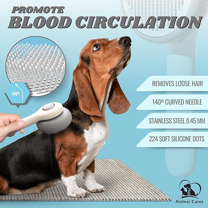 Self Cleaning Shedding Brush – Skin Friendly for Dogs Cats & Puppies, Grooming & Deshedding Tool Removes Loose Hair & Undercoat, Ideal for Short Medium & Long Haired Pets