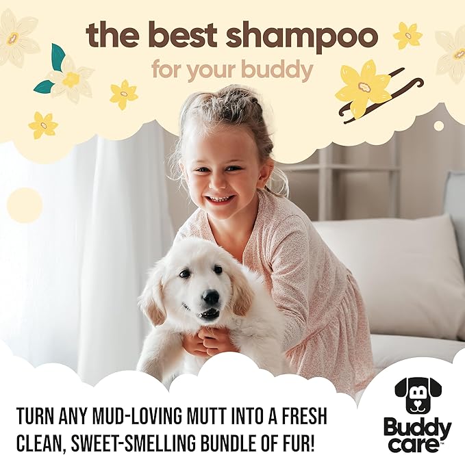 Vanilla & Shea Butter Dog Shampoo by Buddycare | Moisturising Shampoo for Dogs | Vanilla & Shea Butter Scented | with Aloe Vera and Pro Vitamin B5 (50.72oz)
