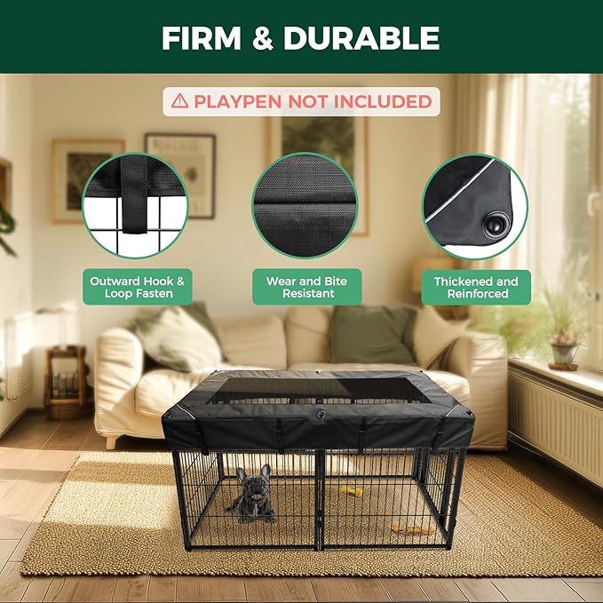 FXW Mesh Top Cover Specialized for FXW Dog Playpen (Not Suitable for Other Brands), Fits for FXW 24" H 6 Panels Homeplus/Rollick/Instant Dog Playpen│Patent Pending (Playpen not Included)