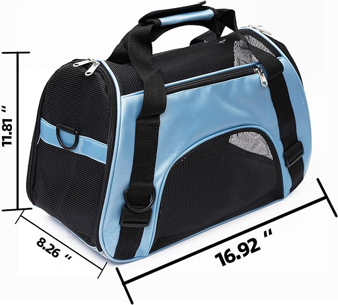 Pet Carrier Soft-Sided Carriers for Cat Carriers Dog Carrier for Small Medium Cats Dogs Puppies Pet Carrier Airline Approved up to 15 Lbs Cat Dog Pet Travel Carrier (Small, Blue)