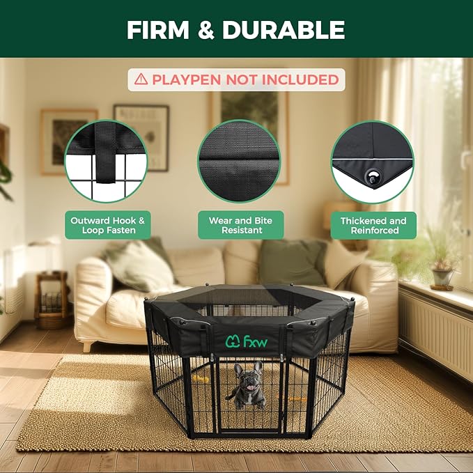 FXW Mesh Top Cover Specialized for FXW Dog Playpen (Not Suitable for Other Brands), Fits for FXW 24" H 6 Panels Homeplus/Rollick/Instant Dog Playpen│Patent Pending (Playpen not Included)