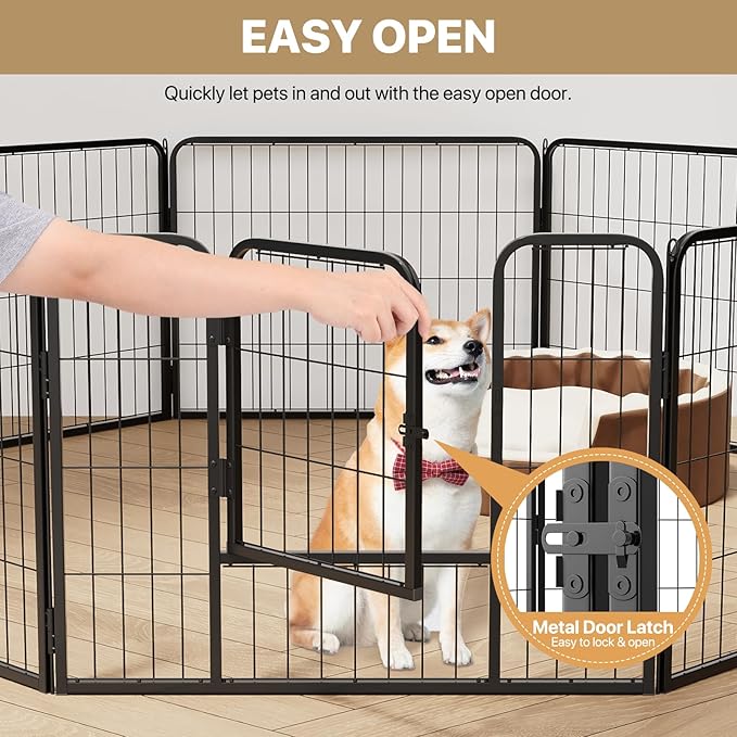 MoNiBloom Dog Playpen Outdoor, 24" Height 8 Panels Heavy Duty Metal Dogs Pen for Small Animals Pet Exercise Pen for RV Camping Yard