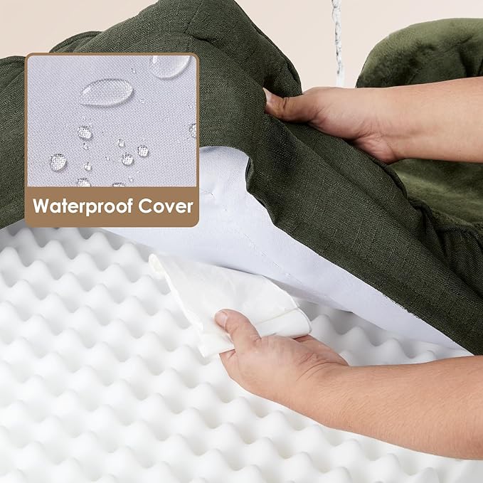 EHEYCIGA Orthopedic Dog Beds for Large Dogs, Waterproof Memory Foam Large Dog Bed with Sides, Non-Slip Bottom and Egg-Crate Foam Large Dog Couch Bed with Washable Removable Cover, Dark Green