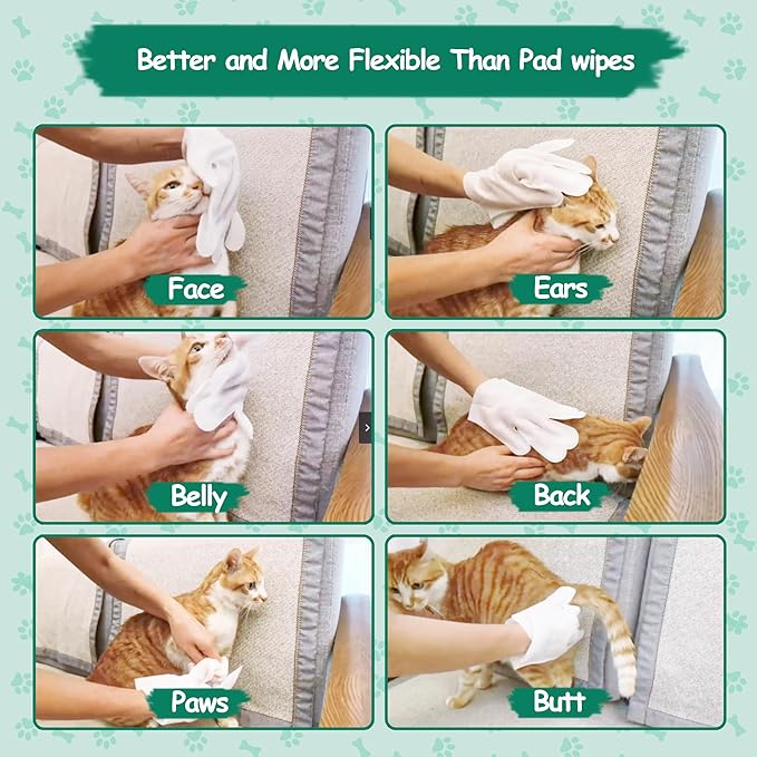 Pet Cleaning and Deodorizing Bathing Wipes for Dog and Cat, Extra ThickNourish Fur No-Rinse Grooming Wipes for Daily Care and Travel, Hypoallergenic