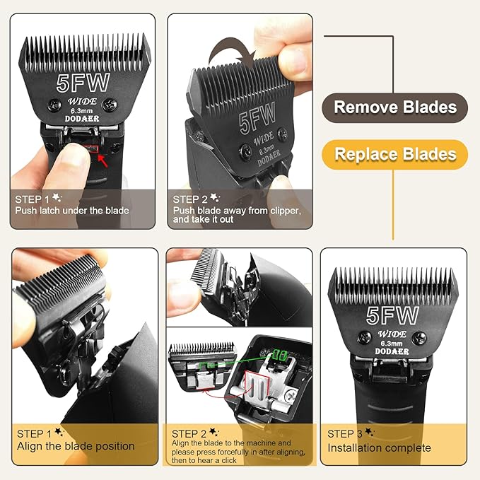 15 Wide Blades for Dog Grooming,Compatible with Andis,Oster A5,Wahl km10 Clippers,Cutting Length 3/64",Black