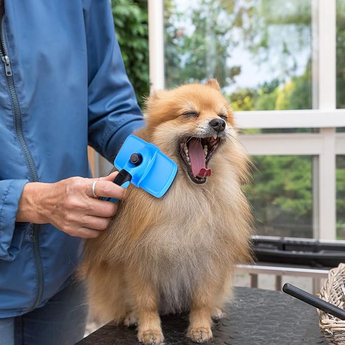 Fida Self Cleaning Slicker Brush with Protective Ball Tips, Dog & Cat Brush for Shedding and Grooming Loose Undercoat, Mats - Small to Large Dogs & Cats, Short to Long Hair