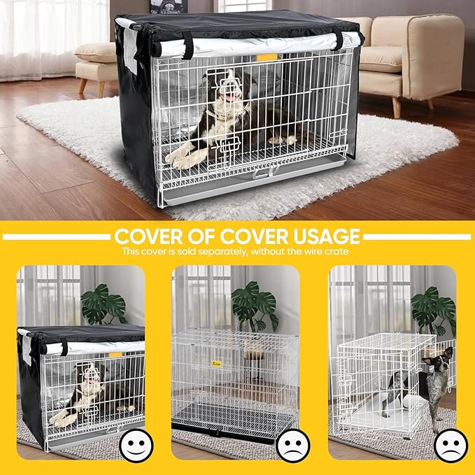 NEVERLAND Dog Crate Cover 42 Inch - Kennel Crate Covers for Dog Cage Waterproof, Universal Durable Oxford Cloth Dog Cage Cover for Most Wire Pet Crates, 42 x 28 x 30 Inch (Cover Only)
