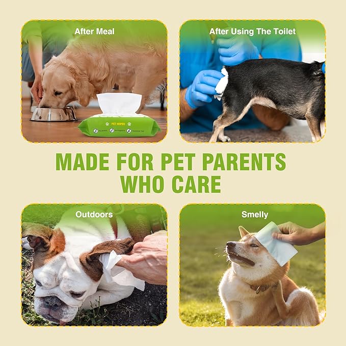 Petux Pet Wipes for Dogs and Cats, Unscented Dog Wipes Cleaning Deodorizing with Aloe Vera & Vitamin E, Soft Skin-Friendly Cat Wipes for Paws, Body, Bum, Fur and Face, 80 Count